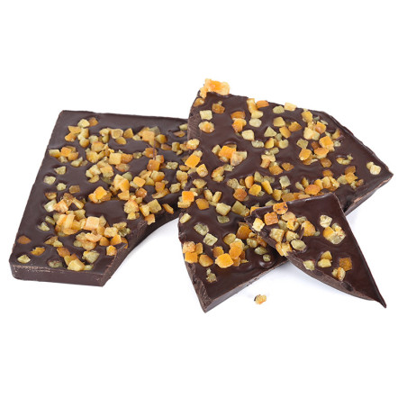 Plaque à Casser Chocolat Noir éclats d’orange confite