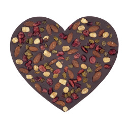 Gros coeur chocolat noir fruits secs