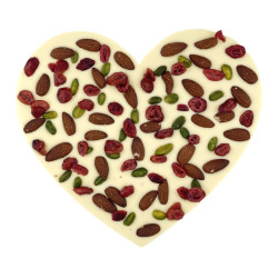 Gros coeur chocolat blanc fruits secs