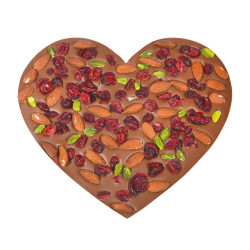 Gros coeur chocolat lait fruits secs