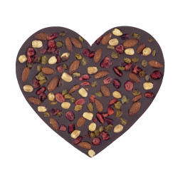 Gros coeur chocolat noir fruits secs